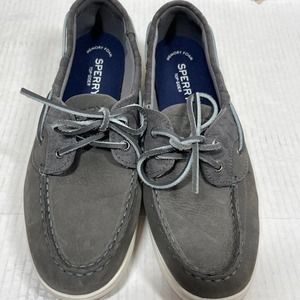 Sperry Gray Leather 360°‎ Lace Stitches Lightweight Coastfish Boat Shoe Womens 9